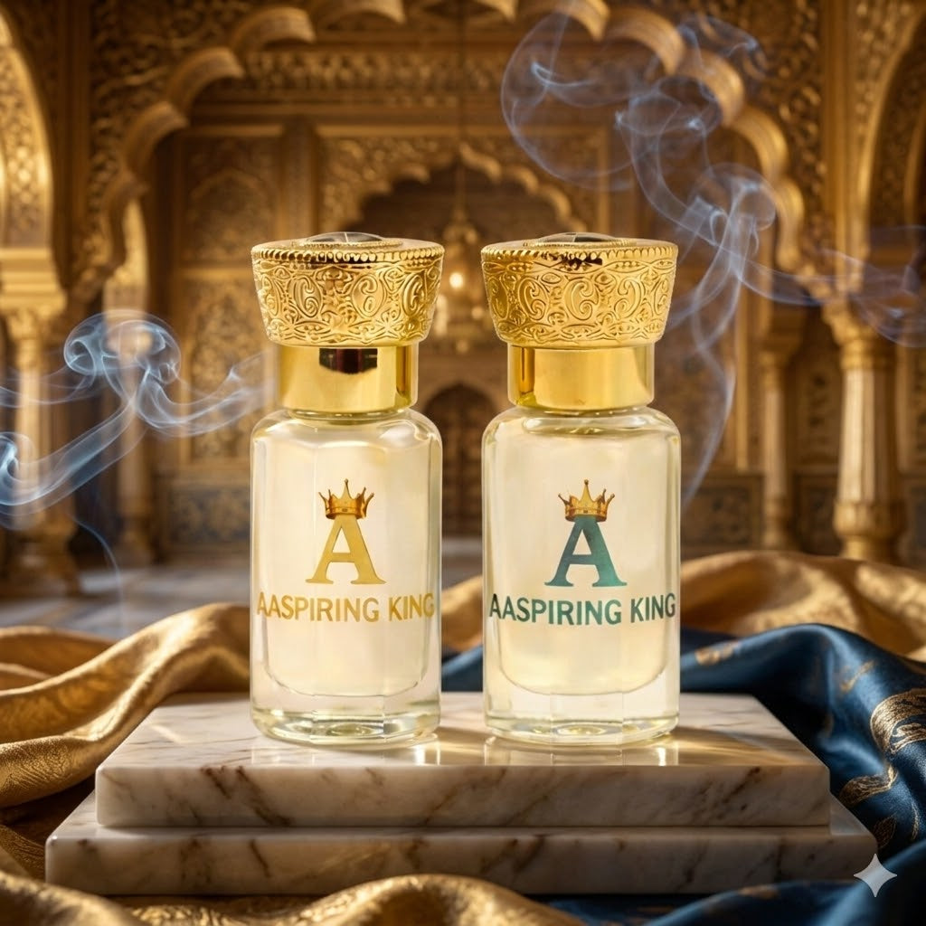Aaspiring King  2 Pcs Attar Set White Lotus (Kewda) And Kesar Chandan 6 ML Each