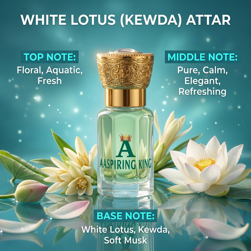 Aaspiring King White Lotus (Kewda) Premium Attar 6 ML