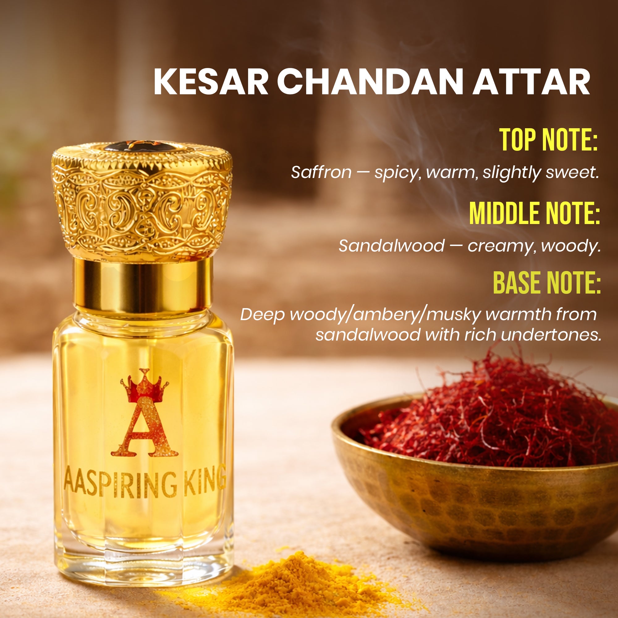 Aaspiring King Kesar Chandan Premium Attar 6 ML AK03