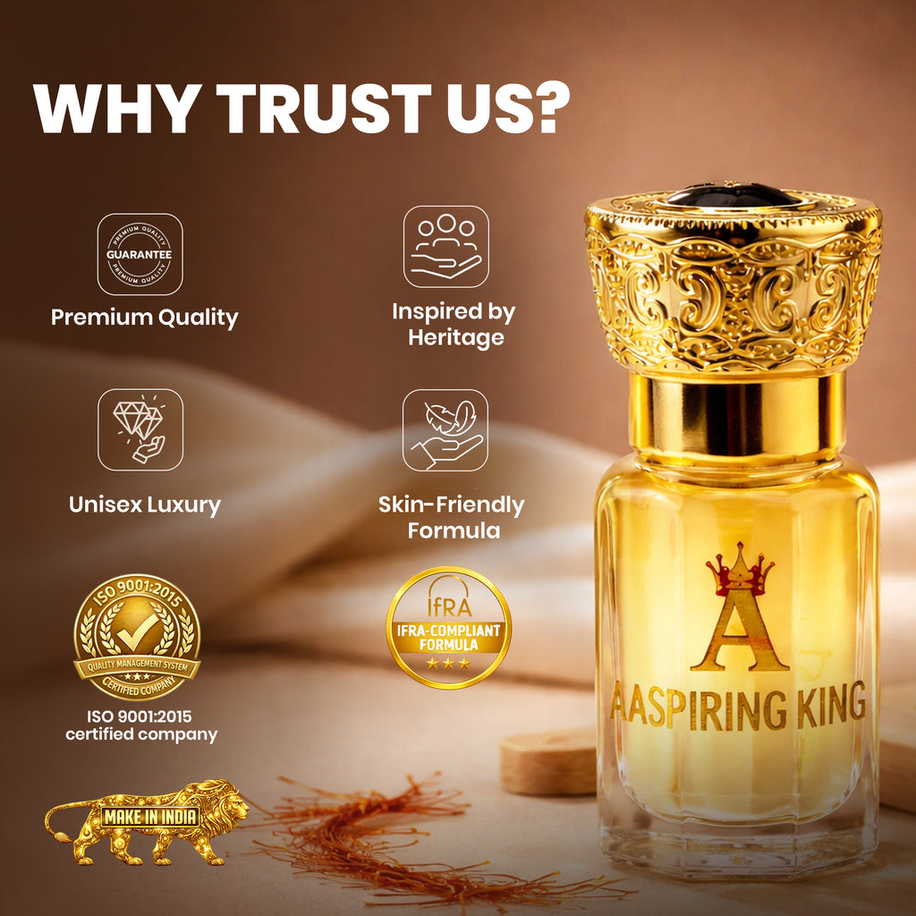 Aaspiring King 2 Pcs Attar Set Jasmine Sambac (Mogra) And Kesar Chandan 6 ML Each AK07