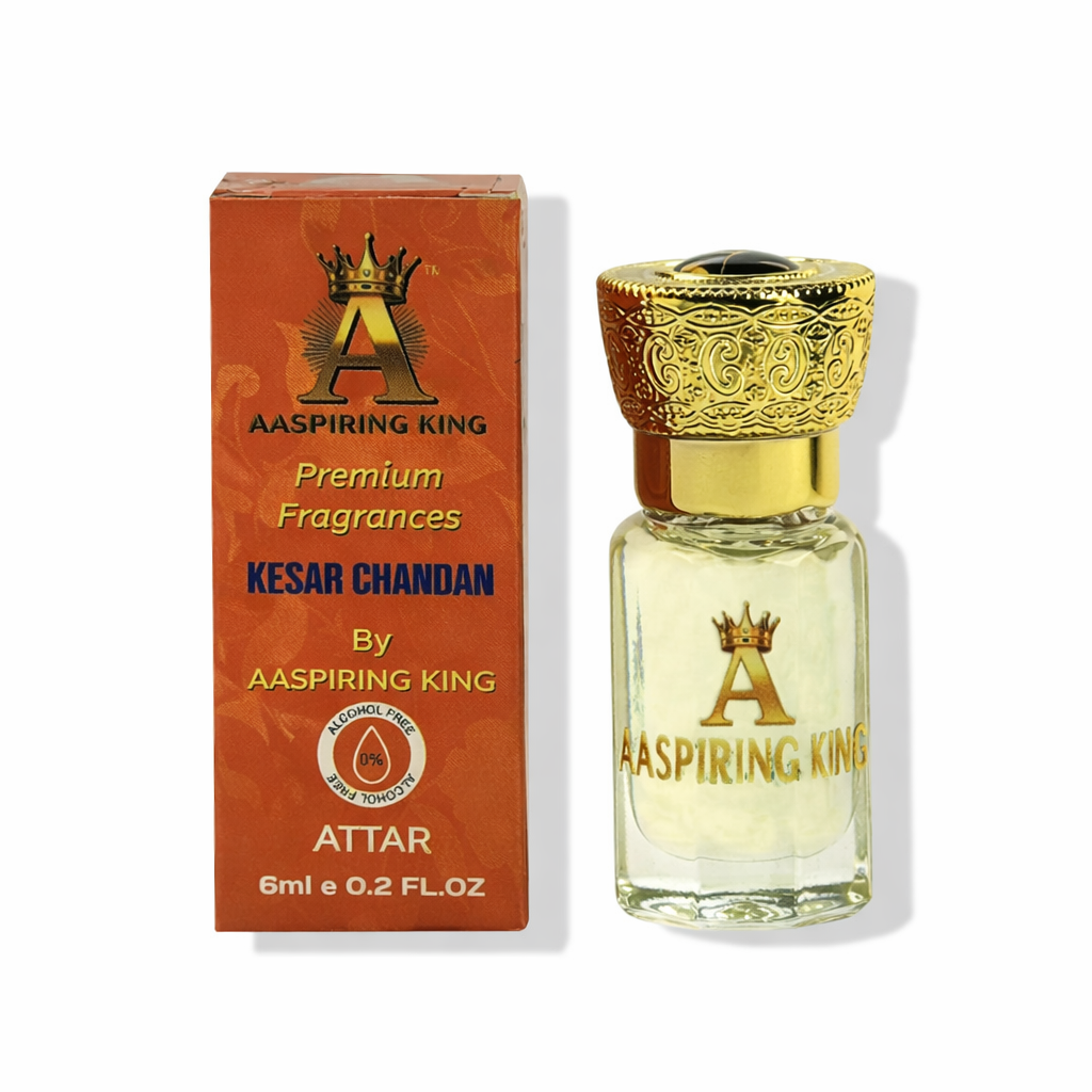 Aaspiring King 2 Pcs Attar Set Jasmine Sambac (Mogra) And Kesar Chandan 6 ML Each AK07