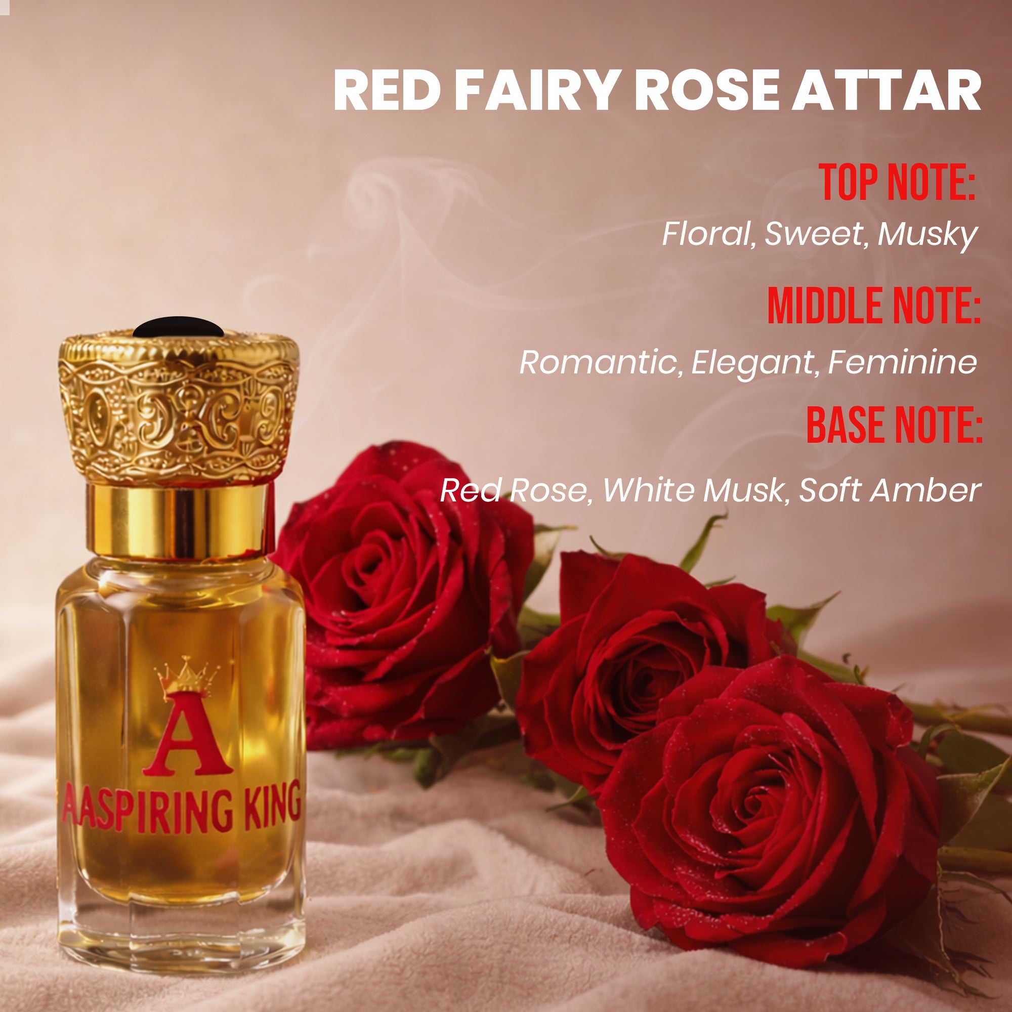 Aaspiring King Red Fairy Rose Premium Attar 6 ML AK04