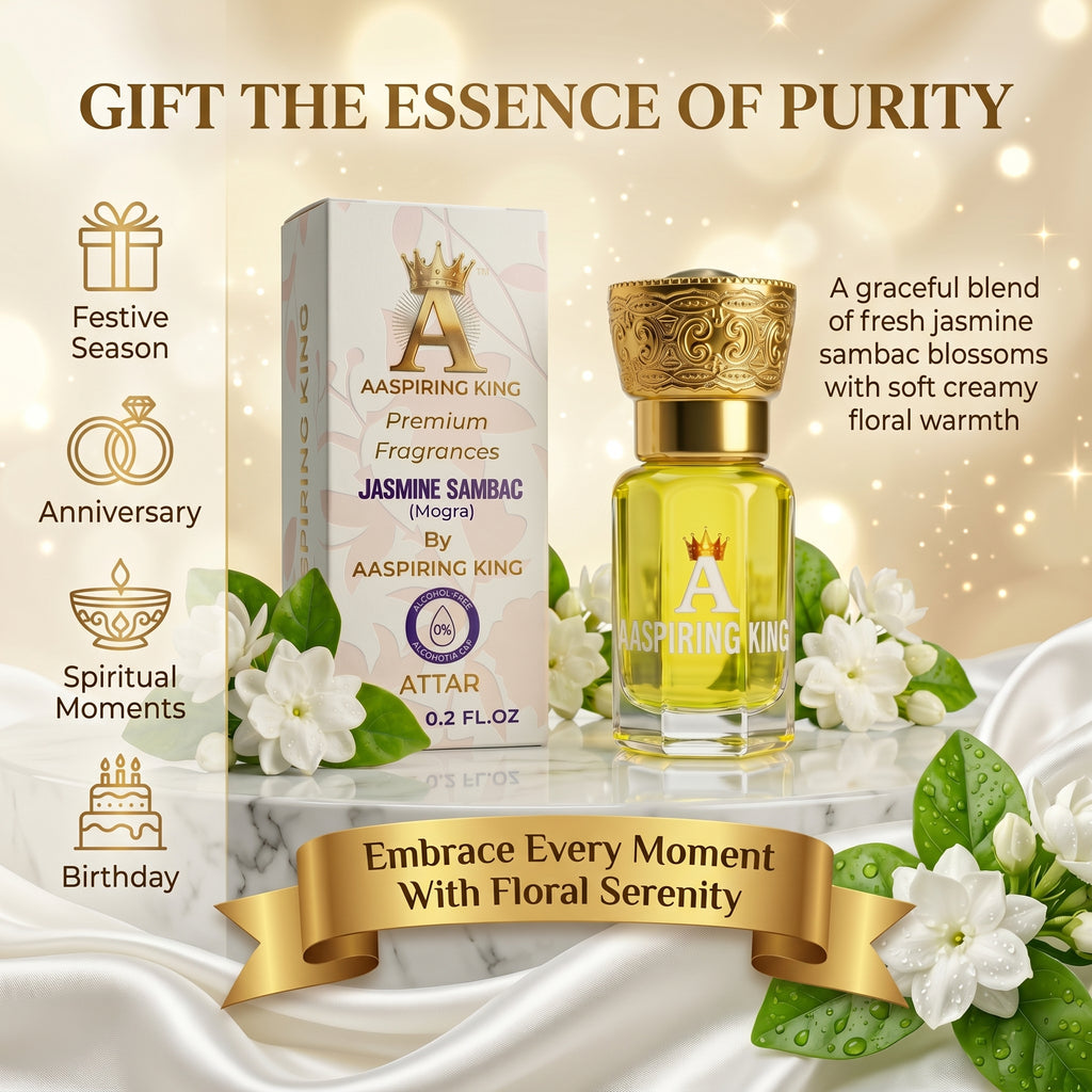 Aaspiring King Jasmine Sambac ( Mogra ) Premium  Attar 6 ML
