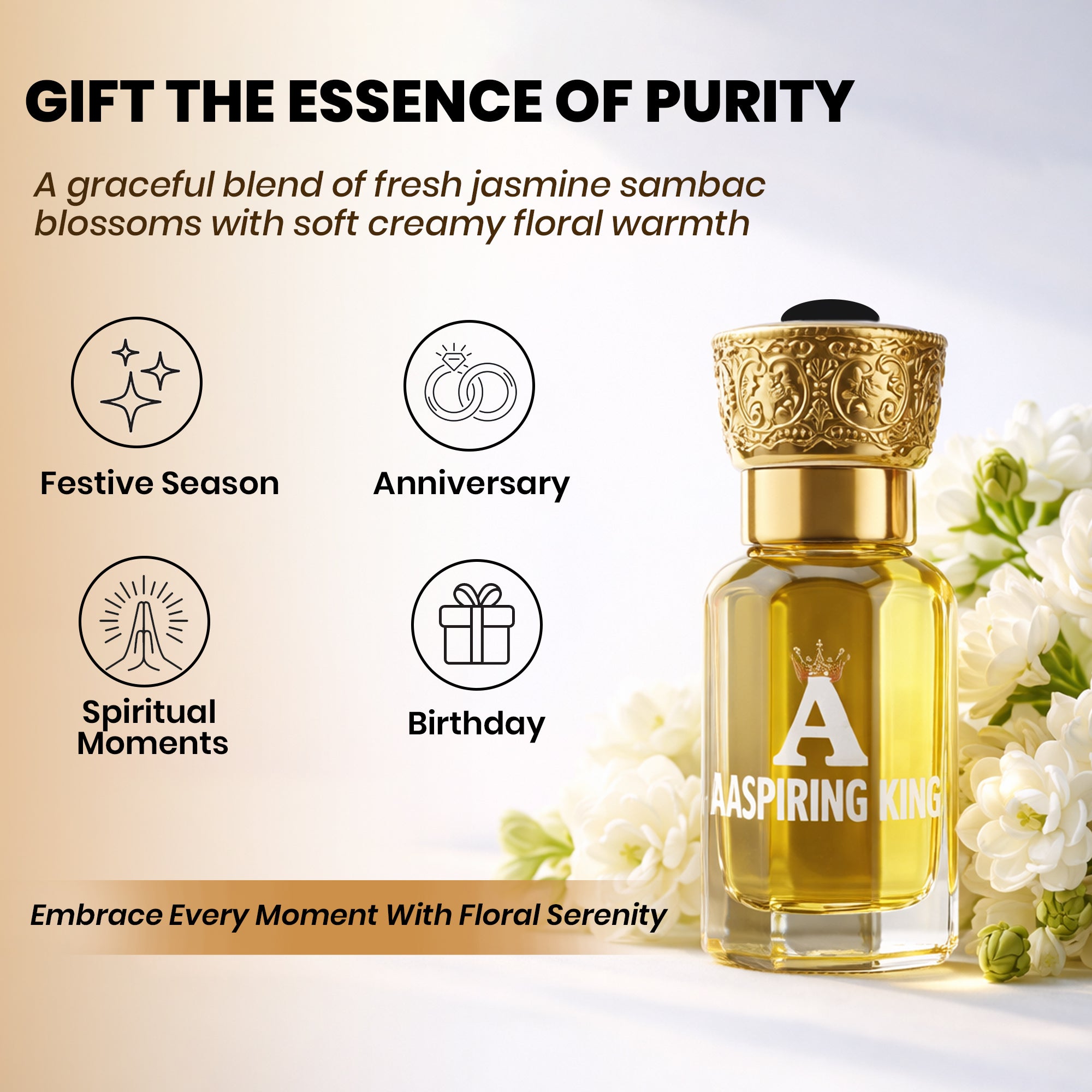 Aaspiring King Jasmine Sambac ( Mogra ) Premium  Attar 6 ML AK01
