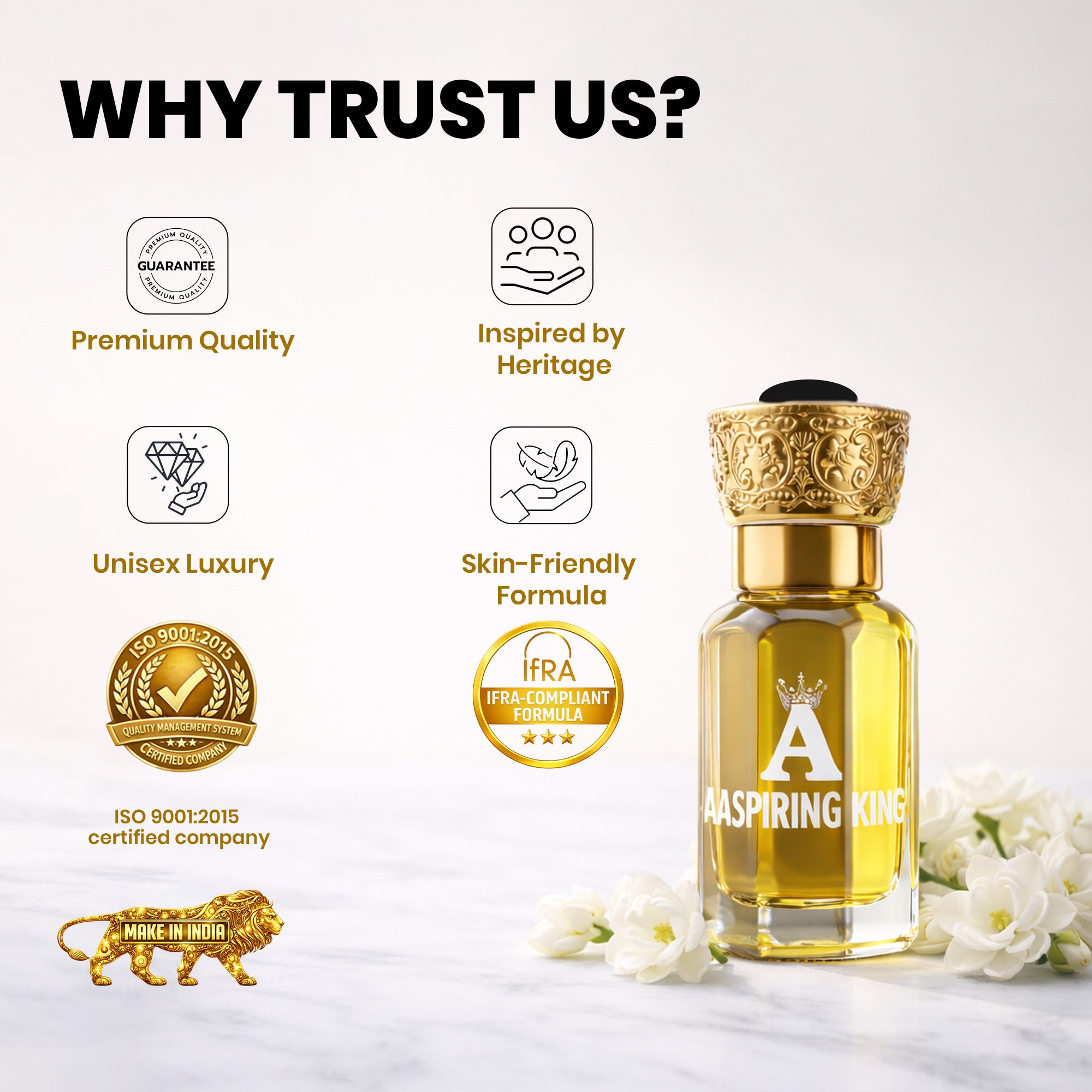 Aaspiring King 2 Pcs Attar Set Jasmine Sambac (Mogra) And White Lotus ( Kewda) 6 ML Each AK09