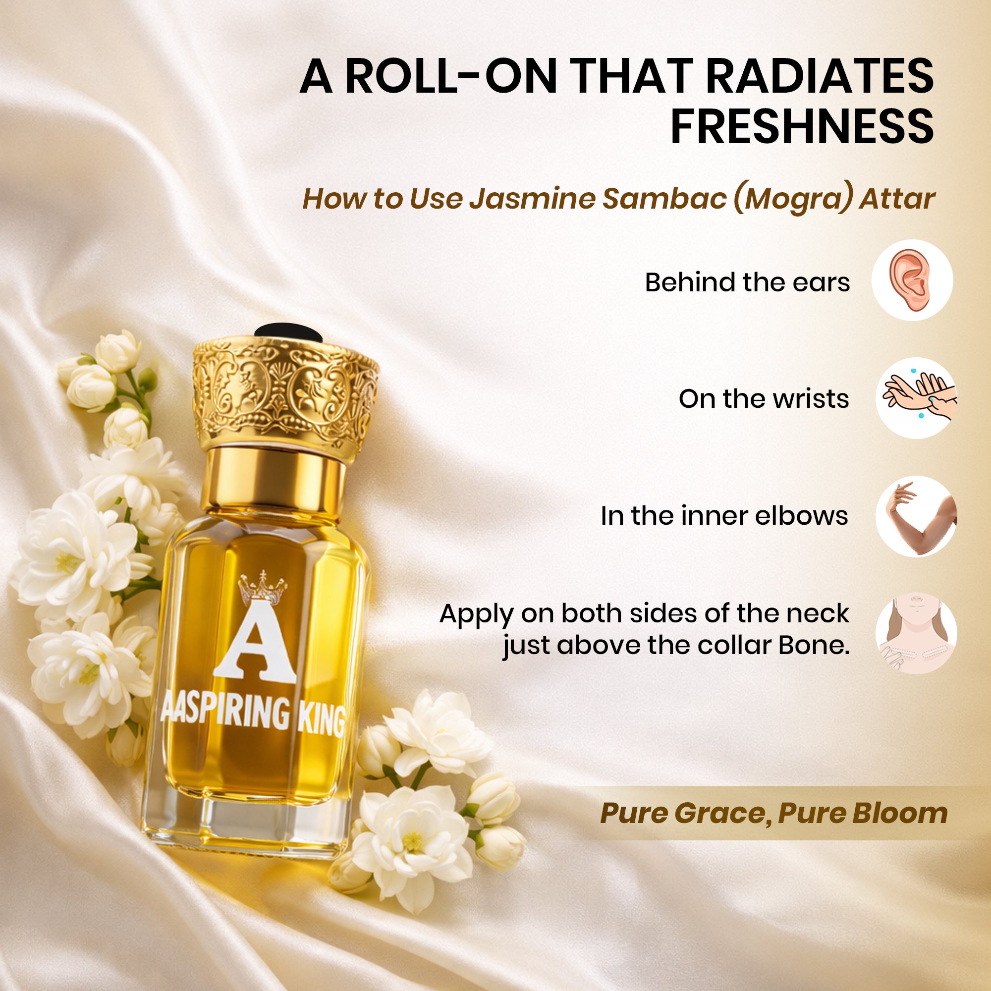 Aaspiring King 2 Pcs Attar Set Jasmine Sambac (Mogra) And White Lotus ( Kewda) 6 ML Each AK09