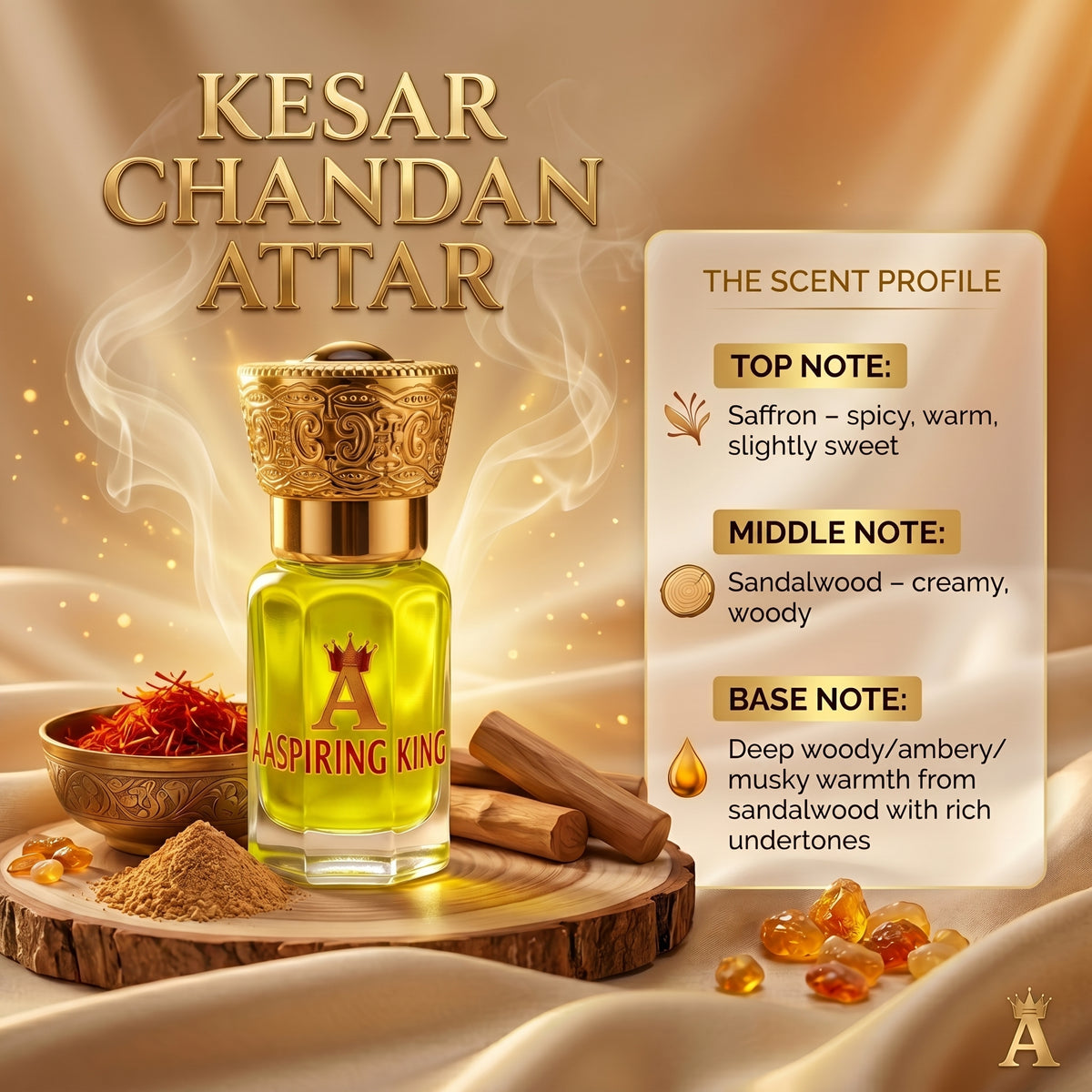 Aaspiring King Kesar Chandan Premium Attar 6 ML