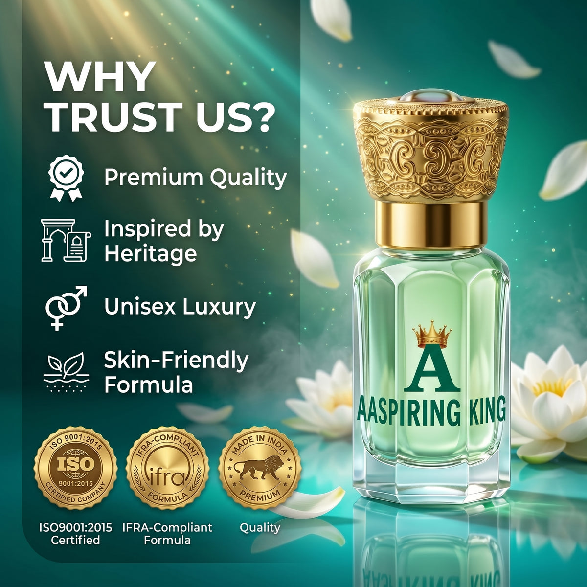 Aaspiring King White Lotus (Kewda) Premium Attar 6 ML